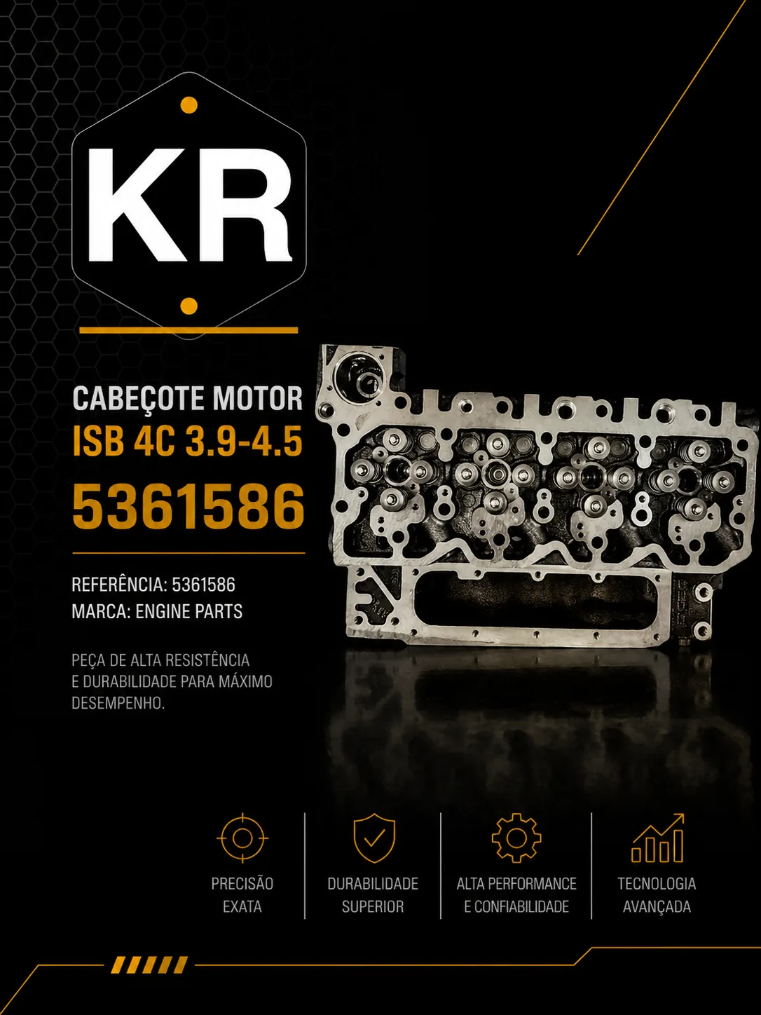 Cabeçote Motor Cummins ISB 4Cil C/Válvulas Ford VW Worker — 5361586 P/N 5361586