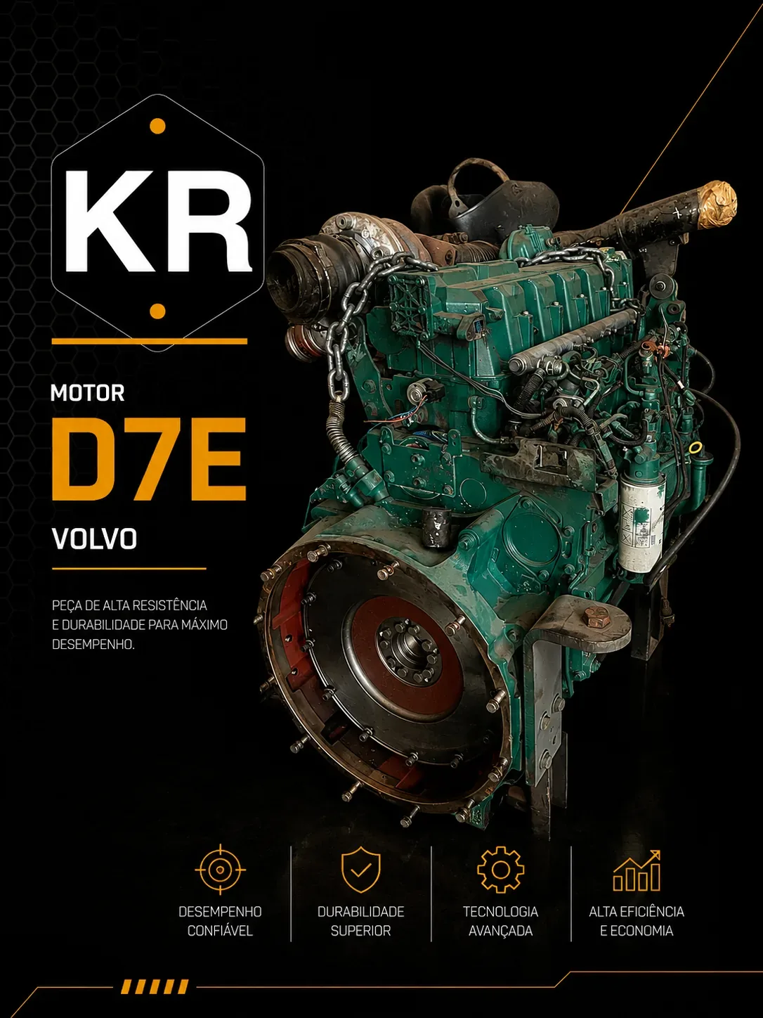 Motor Completo Volvo D7E — Usado em Ótimo Estado