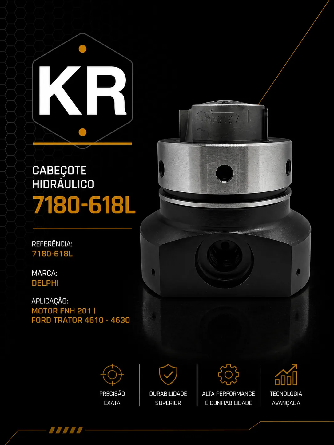 Cabeçote Hidráulico Ford Trator 4610 4630 — Delphi 7180-618L P/N 7180-618L