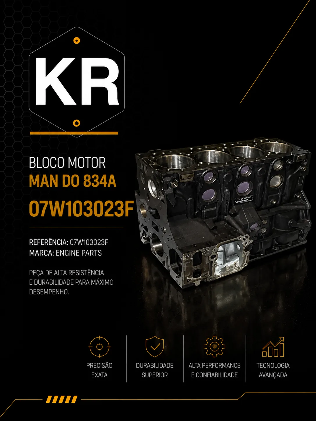 Bloco Motor MAN VW 13.190 15.190 17.190 Worker — 07W103023F P/N 07W103023F