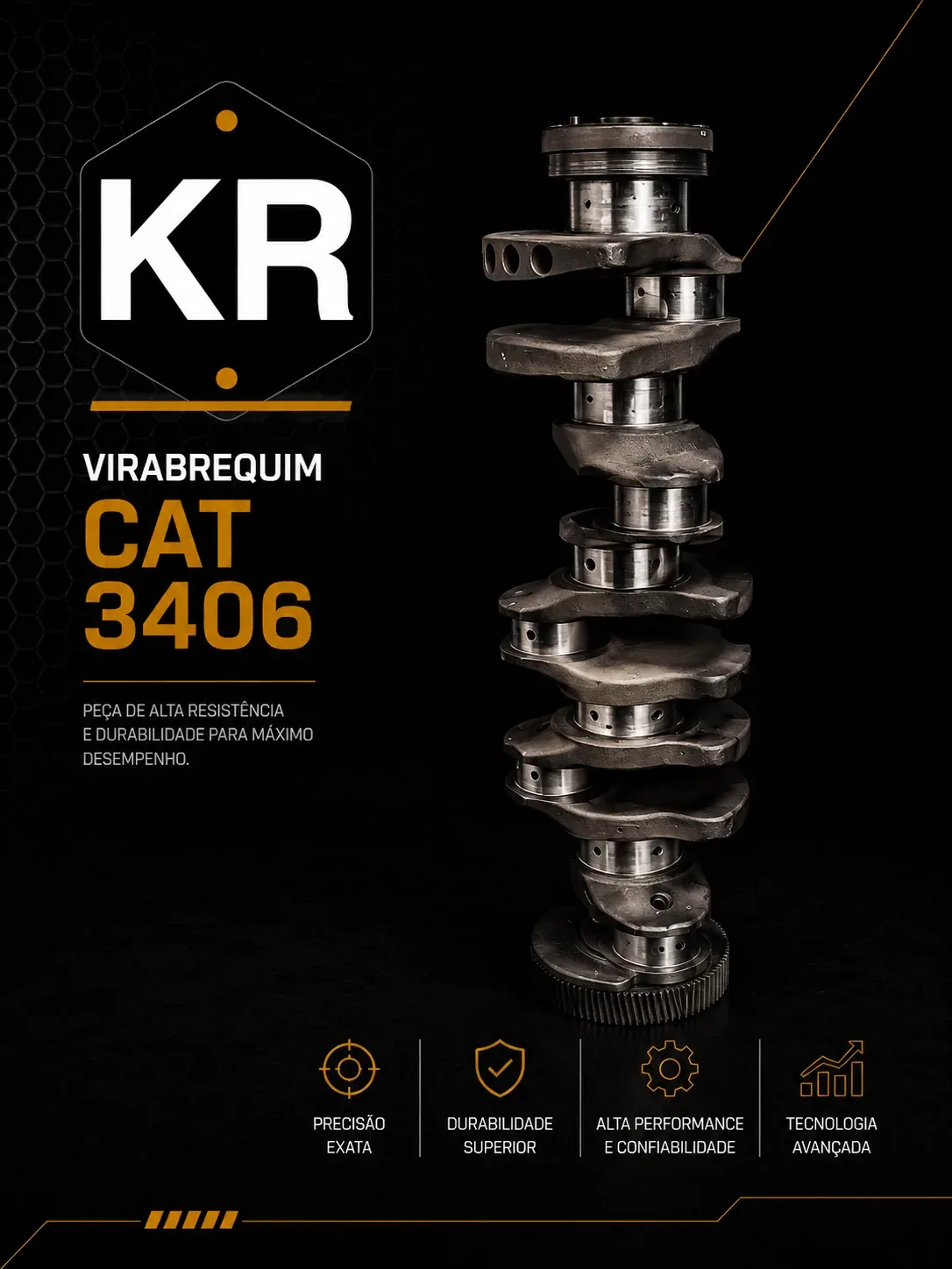 Virabrequim Caterpillar 3406 — Usado em Ótimo Estado