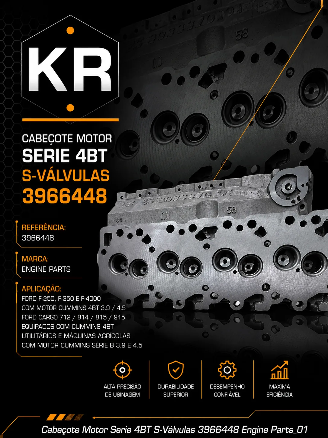 Cabeçote de Motor Engine Parts – 3966448 P/N 3966448