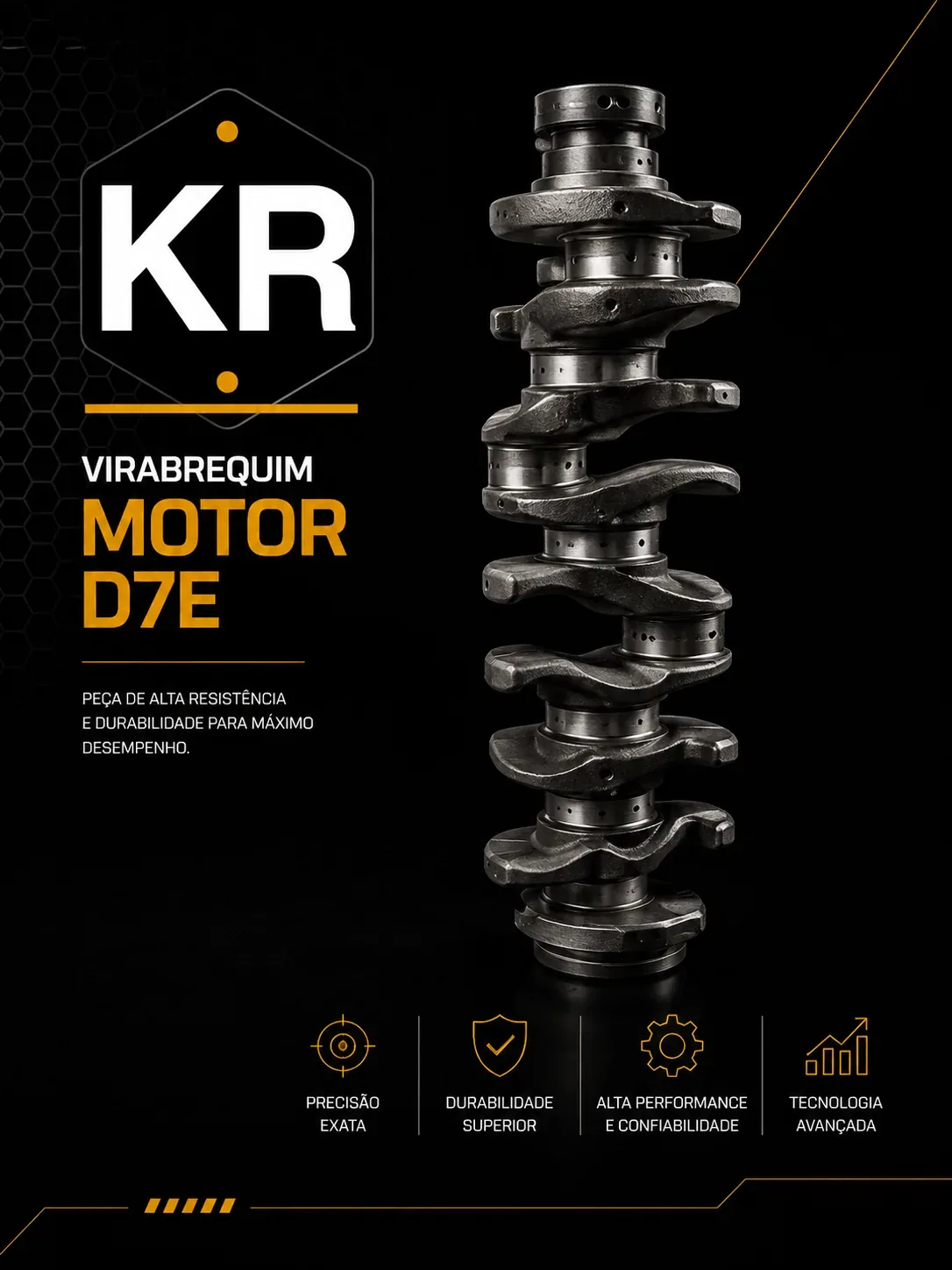 Virabrequim Motor Volvo D7E — Usado em Ótimo Estado