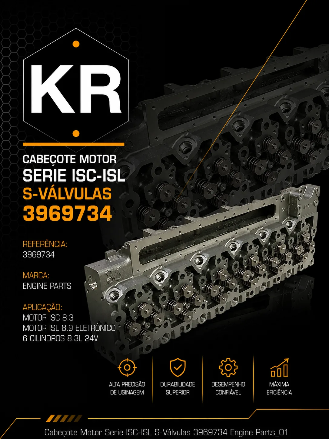 Cabeçote Cummins ISC ISL 8.3 8.9 Sem Válvulas Ford Cargo VW — 3969734 P/N 3969734