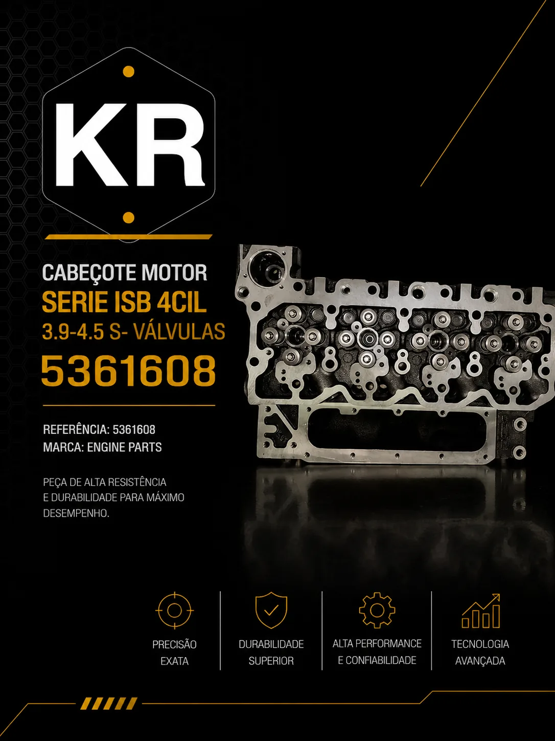 Cabeçote Cummins ISB 3.9 4.5 Sem Válvulas Ford VW Cargo — 5361608 P/N 5361608