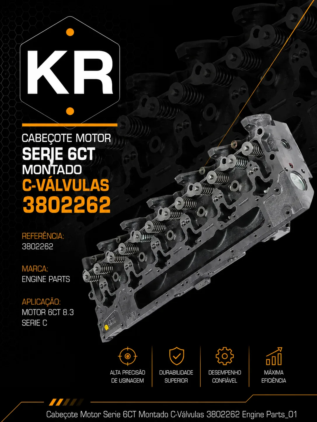Cabeçote Motor Cummins 6CT 8.3 Montado VW Ford Cargo Fiat Allis — 3802262 P/N 3802262
