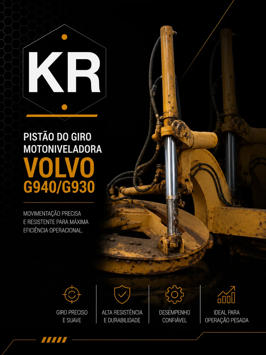 Cilindro Hidráulico de Giro — Motoniveladora Volvo G930/G940