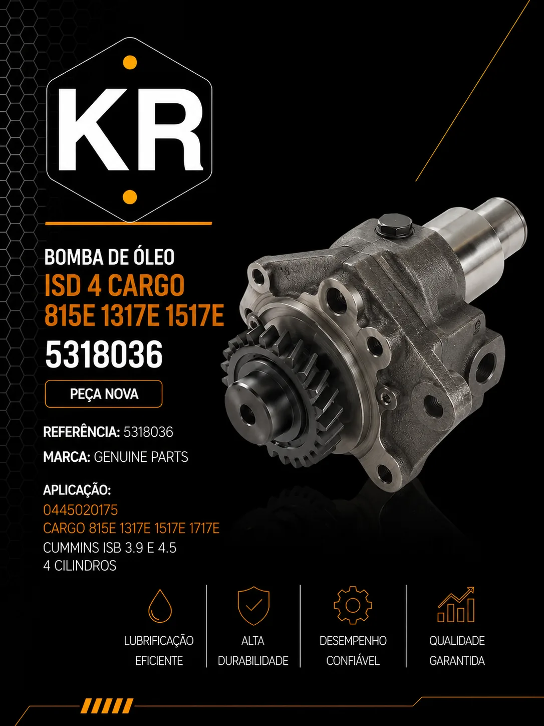 Bomba de Óleo Cummins ISB Ford Cargo 815E 1317E 1517E — 5318036 P/N 5318036