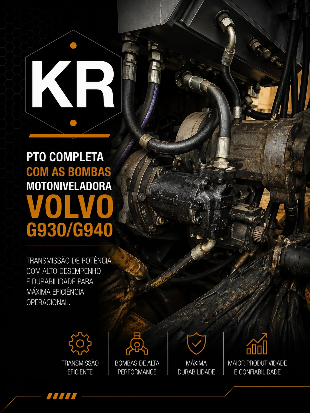 PTO Completo com Bombas — Motoniveladora Volvo G930/G940