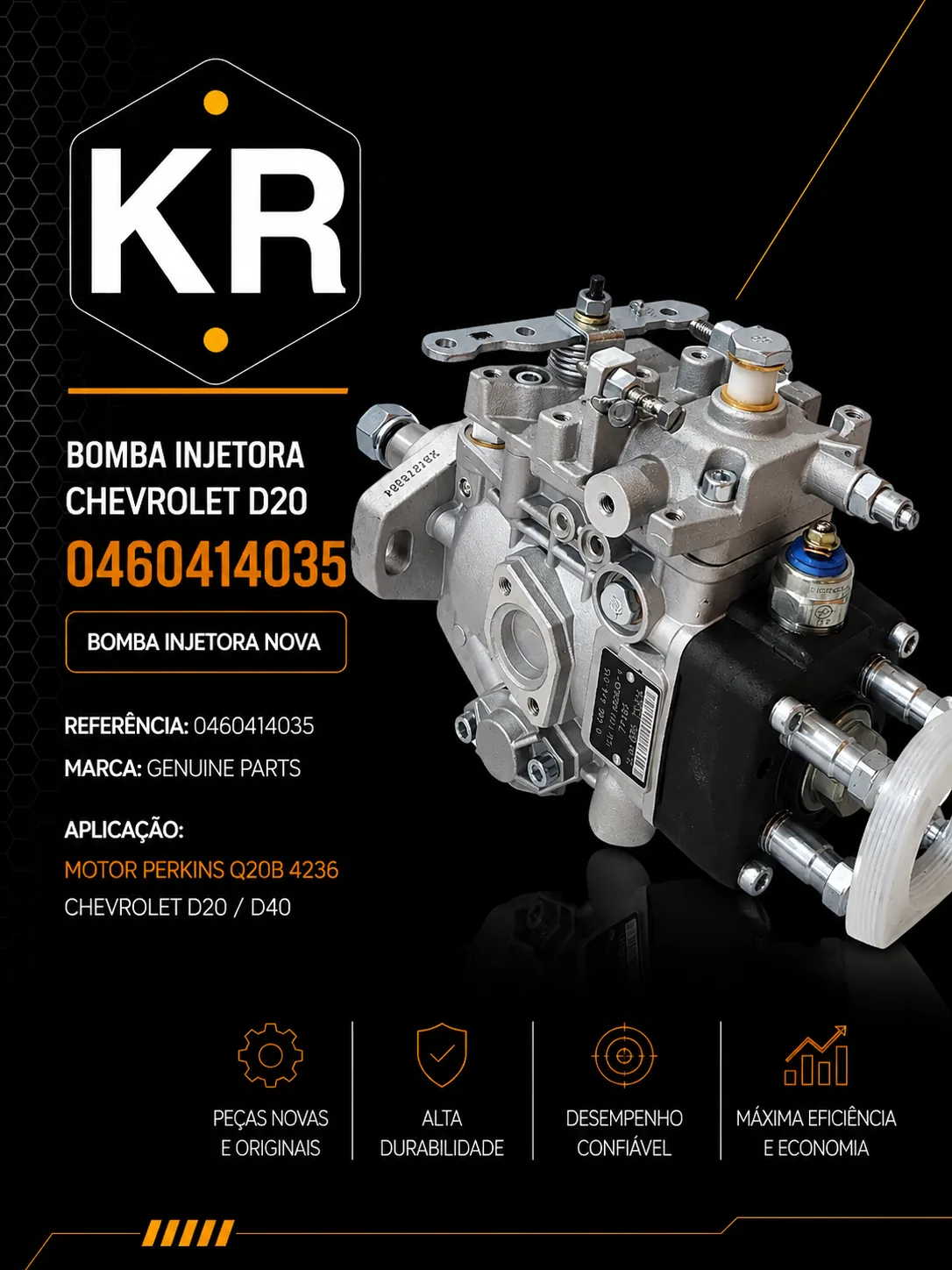 Bomba Injetora Chevrolet D20 D40 Motor Perkins — 0460414035 P/N 0460414035